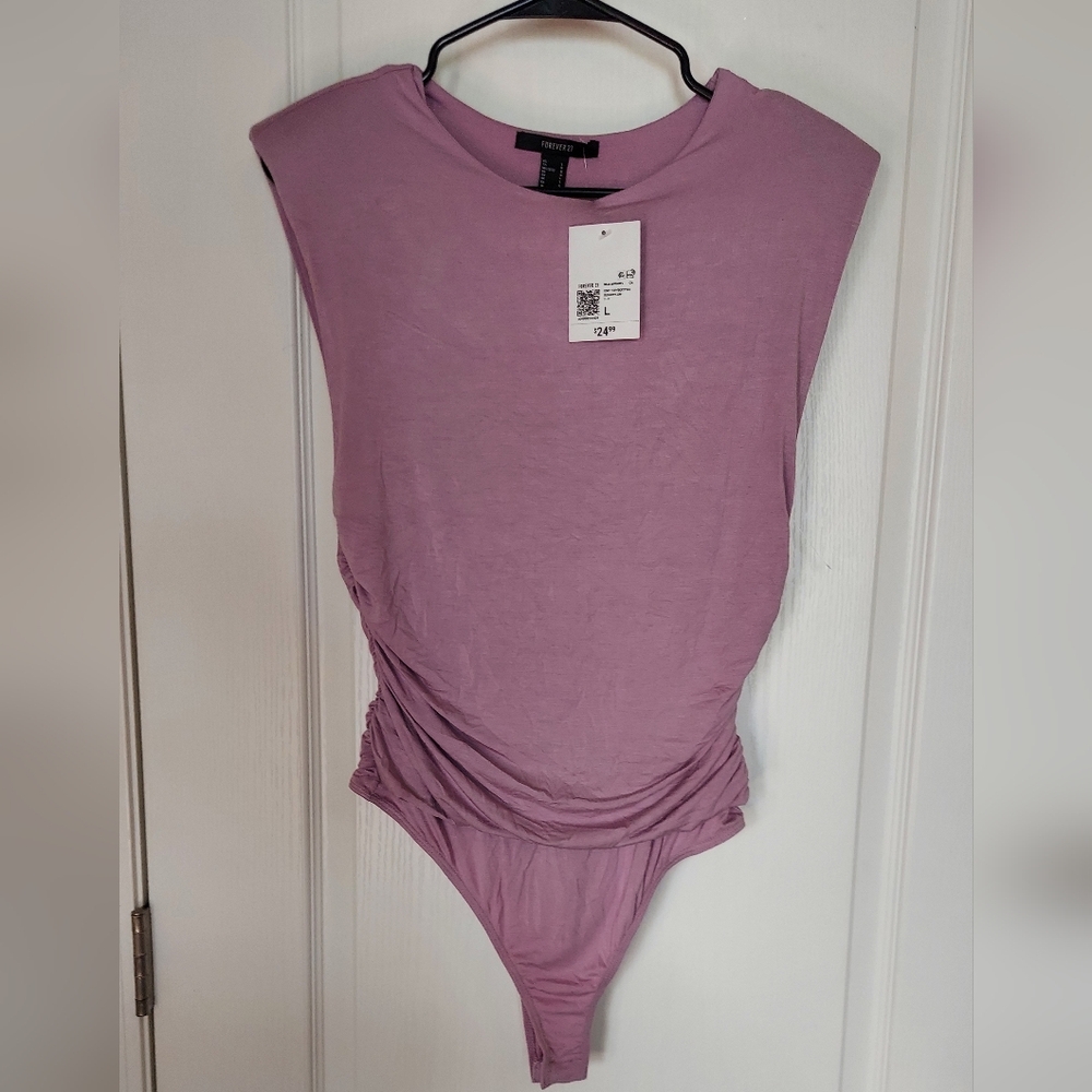 Forever 21 Sleeveless Shoulder Padded Bodysuit